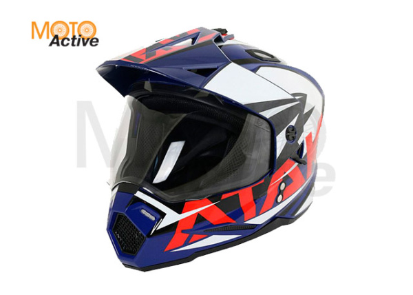 Шлем (мотард) Ataki JK802 Rampage, синий/красный глянцевый